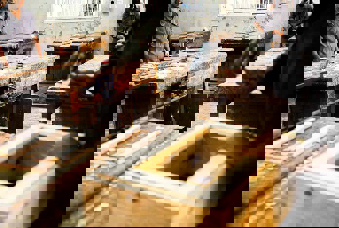 A woodworking class in Gaza.